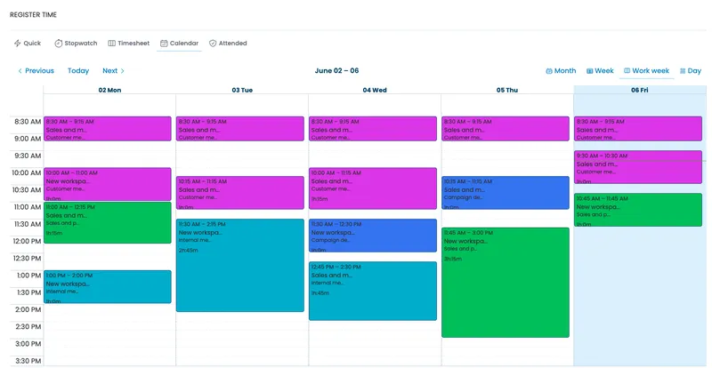 calendar timesheet template