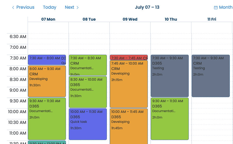 Nureti calendar function